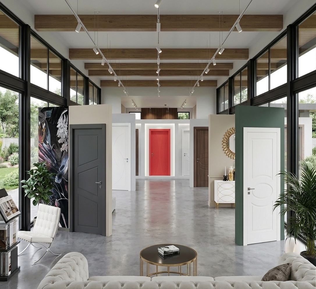 Porte da interni a battente su misura firmate Dalisi Home Design in un ambiente moderno