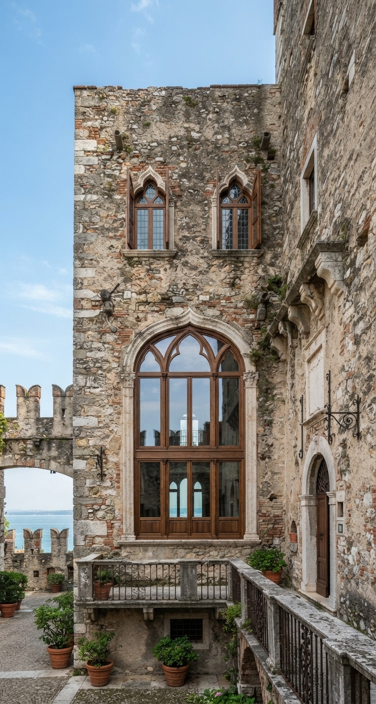 Infissi in legno su misura per castelli e dimore storiche realizzati da Dalisi Home Design con profili filologici.